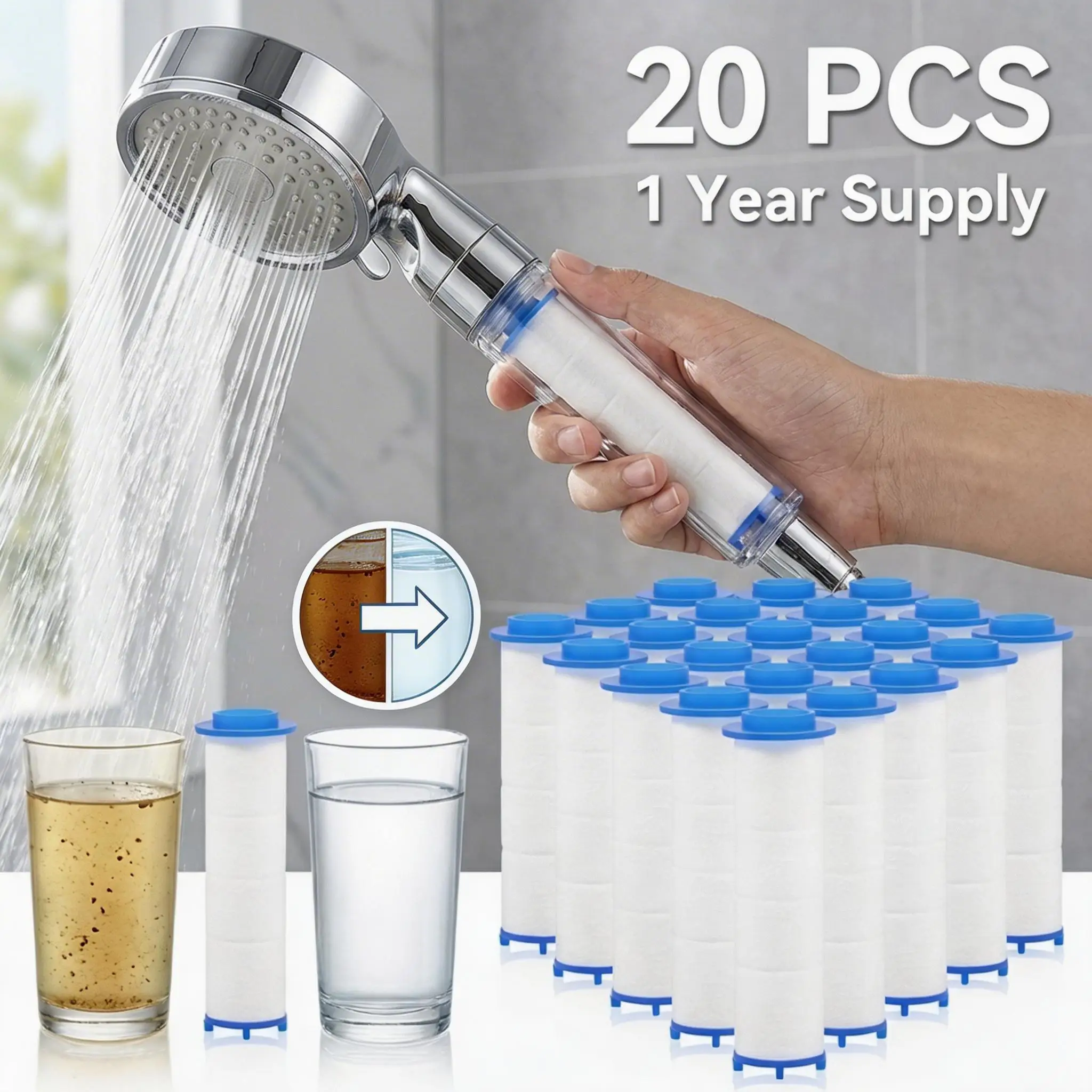 Water Filter Cartridge - Filtro de algodão PP para chuveiro,